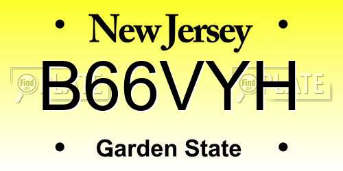 B66VYH New Jersey License Plate