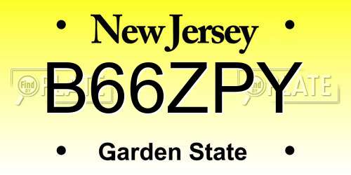 B66ZPY New Jersey License Plate