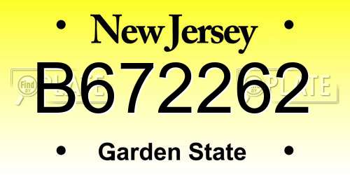 B672262 New Jersey License Plate