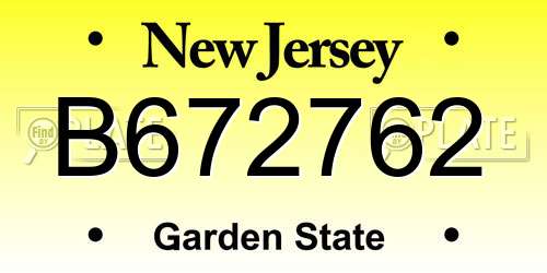 B672762 New Jersey License Plate