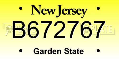 B672767 New Jersey License Plate