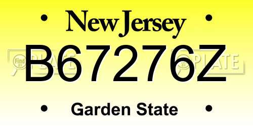 B67276Z New Jersey License Plate