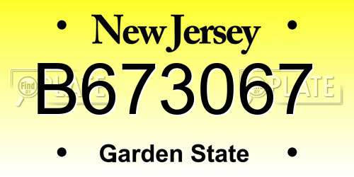 B673067 New Jersey License Plate