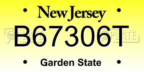 B67306T New Jersey License Plate