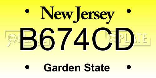 B674CD New Jersey License Plate