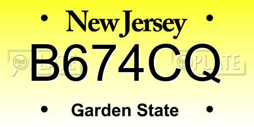 B674CQ New Jersey License Plate