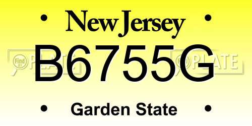 B6755G New Jersey License Plate