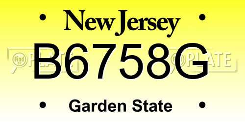 B6758G New Jersey License Plate