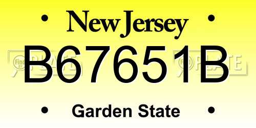 B67651B New Jersey License Plate