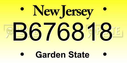 B676818 New Jersey License Plate