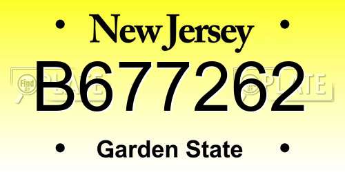 B677262 New Jersey License Plate