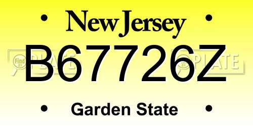B67726Z New Jersey License Plate