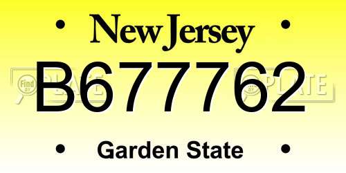 B677762 New Jersey License Plate