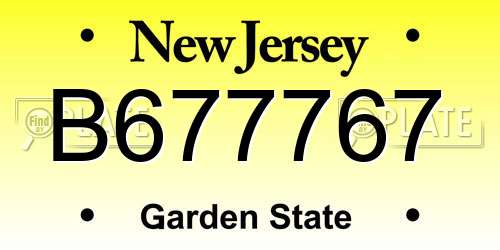 B677767 New Jersey License Plate