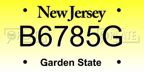 B6785G New Jersey License Plate