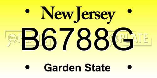 B6788G New Jersey License Plate