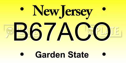 B67ACO New Jersey License Plate