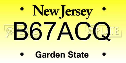 B67ACQ New Jersey License Plate