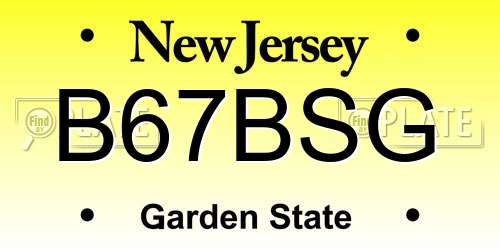 B67BSG New Jersey License Plate