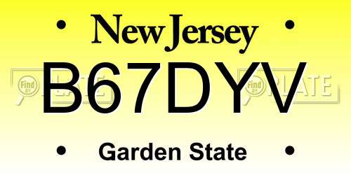 B67DYV New Jersey License Plate