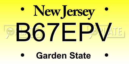 B67EPV New Jersey License Plate