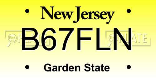 B67FLN New Jersey License Plate