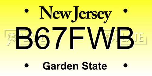 B67FWB New Jersey License Plate