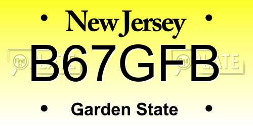 B67GFB New Jersey License Plate