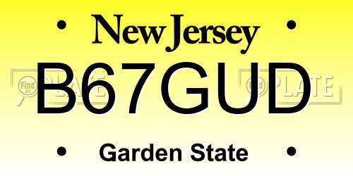 B67GUD New Jersey License Plate