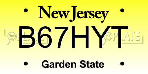 B67HYT New Jersey License Plate