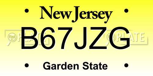 B67JZG New Jersey License Plate