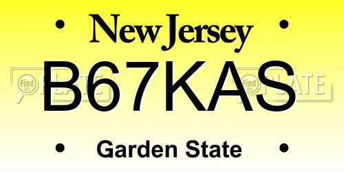 B67KAS New Jersey License Plate