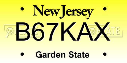 B67KAX New Jersey License Plate