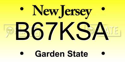 B67KSA New Jersey License Plate