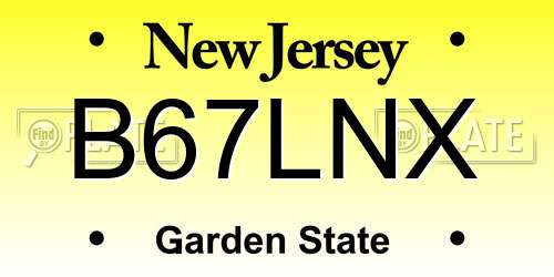 B67LNX New Jersey License Plate