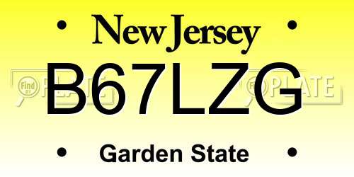 B67LZG New Jersey License Plate