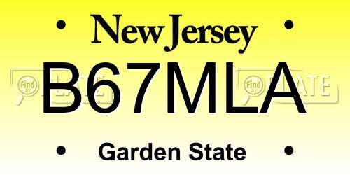 B67MLA New Jersey License Plate