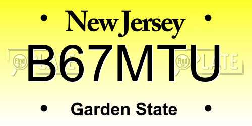 B67MTU New Jersey License Plate