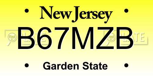 B67MZB New Jersey License Plate