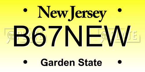 B67NEW New Jersey License Plate