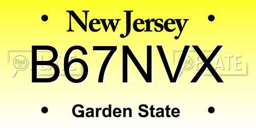 B67NVX New Jersey License Plate