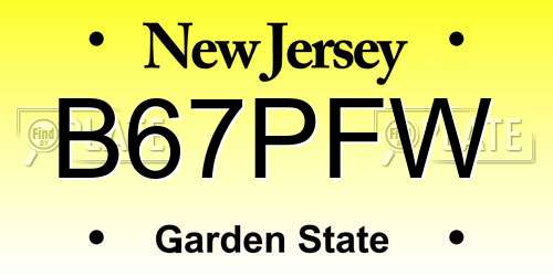 B67PFW New Jersey License Plate