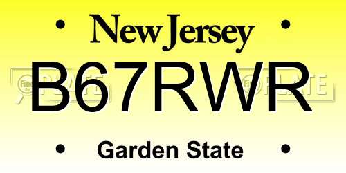 B67RWR New Jersey License Plate