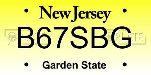 B67SBG New Jersey License Plate