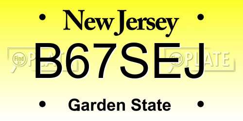 B67SEJ New Jersey License Plate