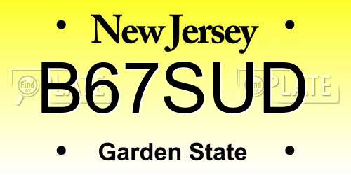B67SUD New Jersey License Plate