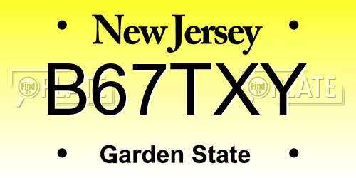 B67TXY New Jersey License Plate