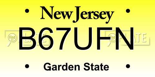 B67UFN New Jersey License Plate