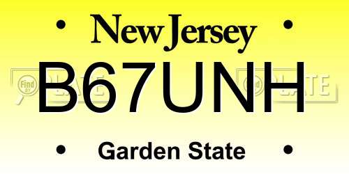B67UNH New Jersey License Plate