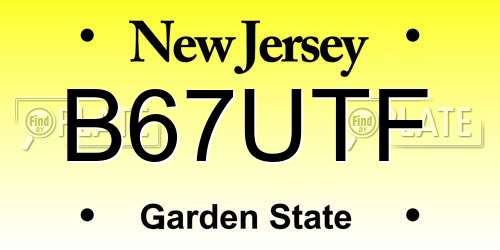 B67UTF New Jersey License Plate